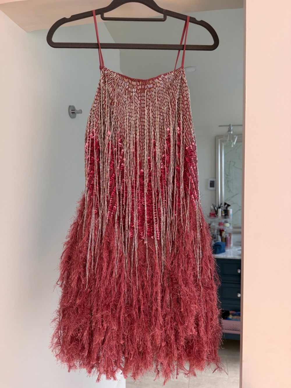 Pink Fringe Party Dress
